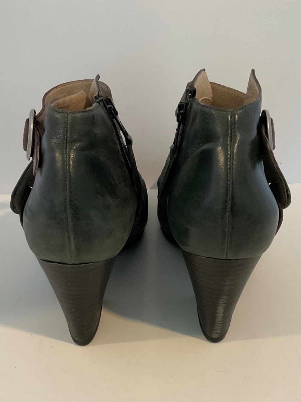 MIZ MOOZ Heeled Booties Leather Dark Green Size 8 - Picture 4 of 11